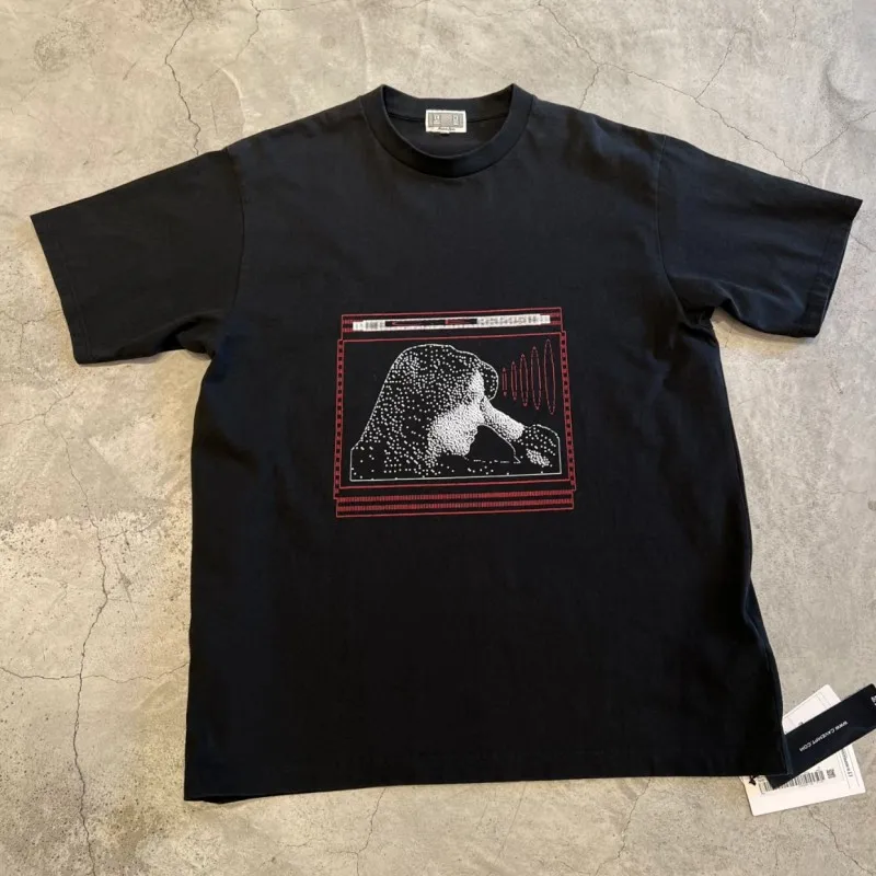 Men Women High Quality Cotton Breathable CAVEMPT Tshirts Red Pixel Female Profile Portrait Print Short Sleeve Loose CE Top Tees