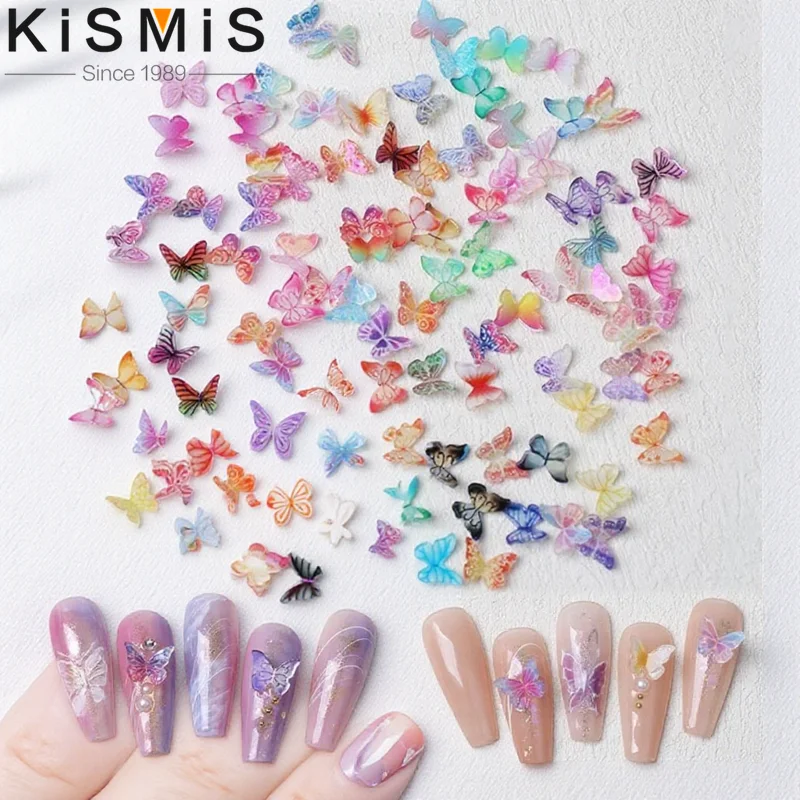 30Pcs 3D Butterfly Nail Art Decorations Mixed Color Rhinestone Nail Gems for Gel Acrylic Natural Nails DIY Manicure Accessories