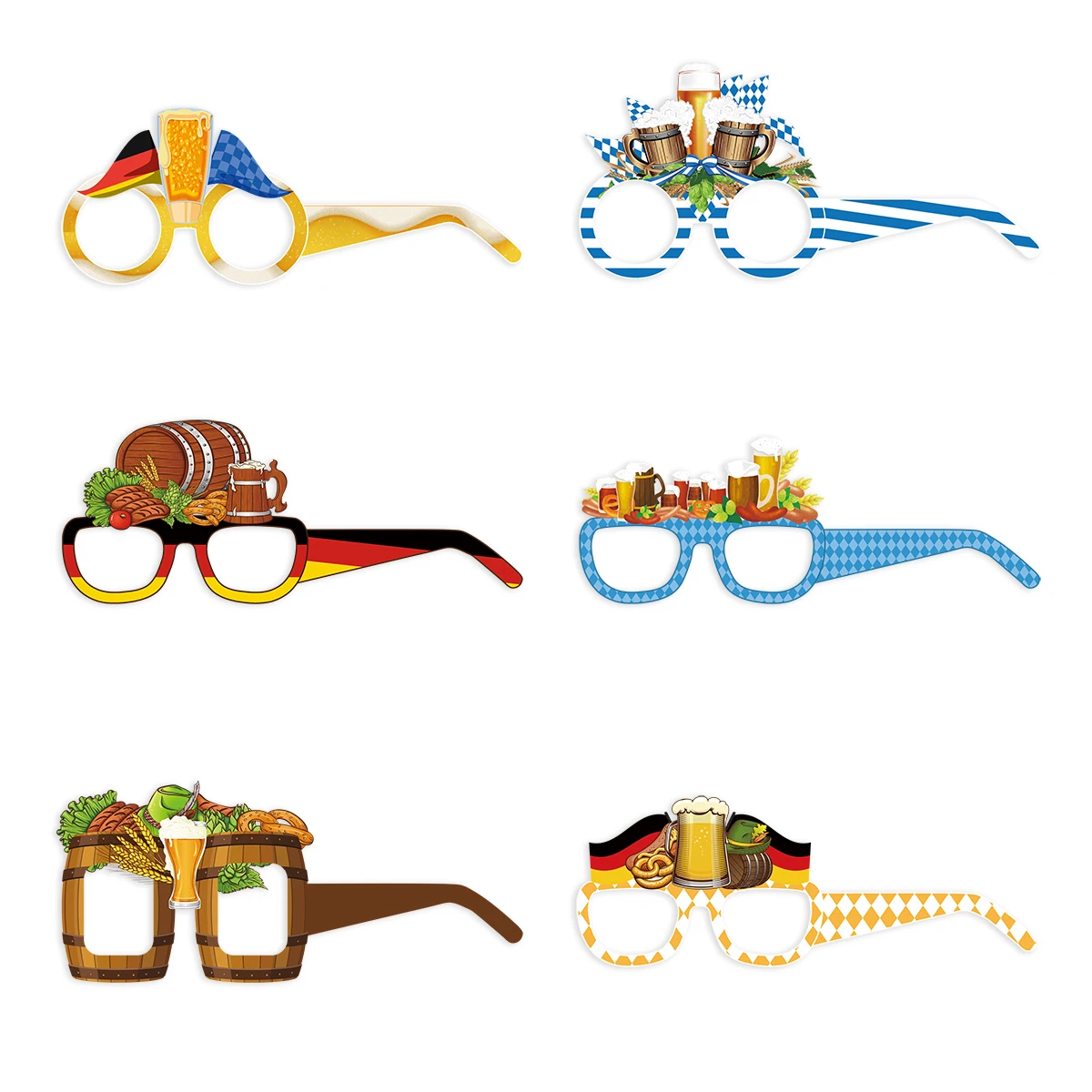 6/12pcs Oktoberfest Party Paper Glasses Funny Photo Booth Props Beer Festival October Festival Party Decorations Favors Supplies