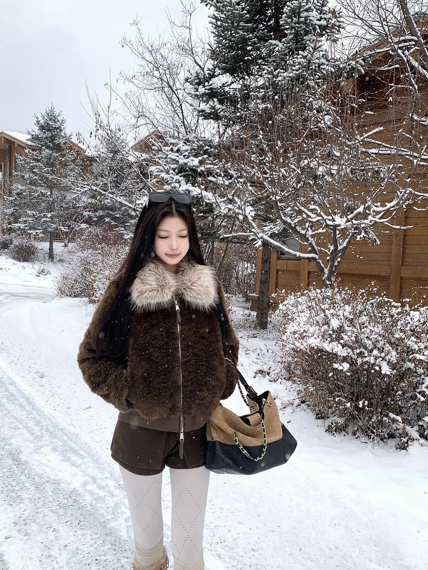 

Soft Cotton Lazy Bear Inner Filled Color Blo Fur Collar Eco Friendly Women's Winter Coat Long Sve Casual Sle Zipper Cl...
