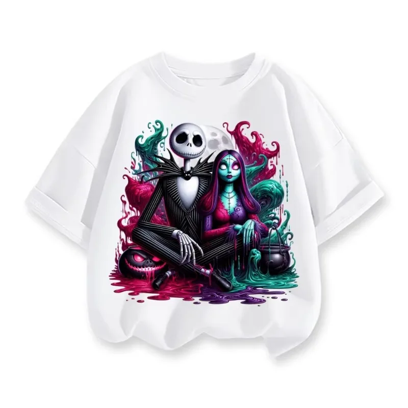 

2026 Pleasant Summer The Nightmare Before Christmas Q-Version Cartoon Tees for Children Enjoyable O-Neck Hip-Hop Style T-Shirts