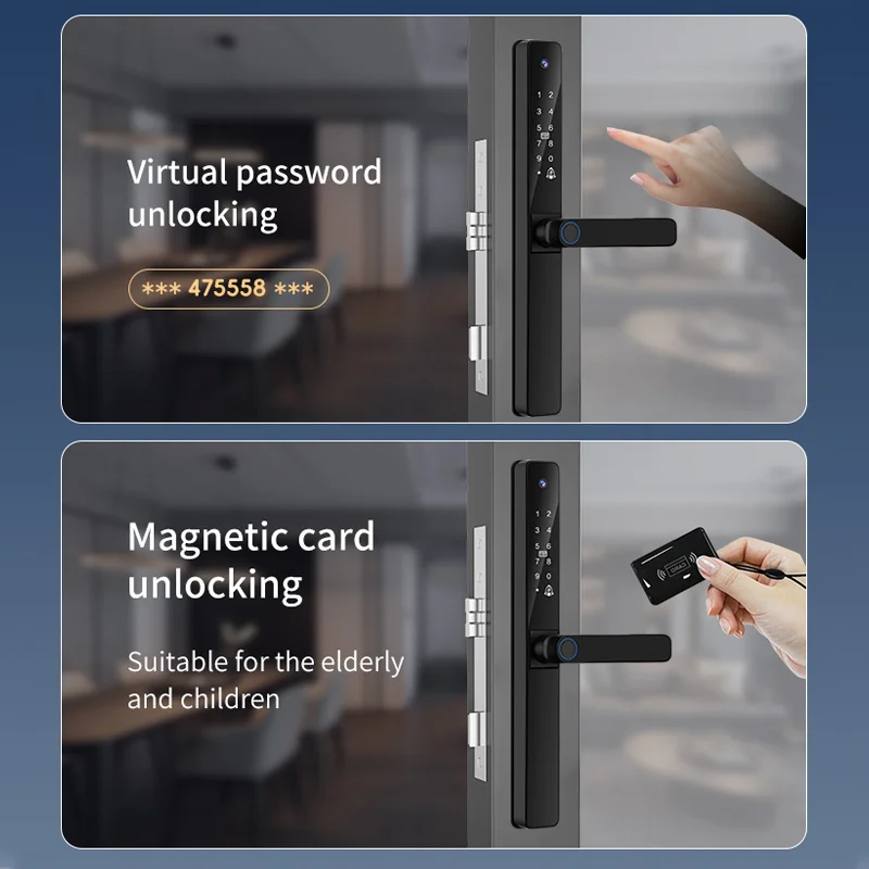 Glomarket Outdoor Waterproof Tuya Digital Lock Aluminum Alloy Biometric Fingerprint Smart Sliding Door Lock