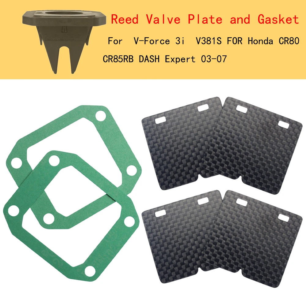 

4PCS/2PCS Carbon Fiber VForce Replacement Reed Valve Plate and Gasket For V-Force3 V381S FOR Honda CR80 CR85RB DASH Expert 03-07