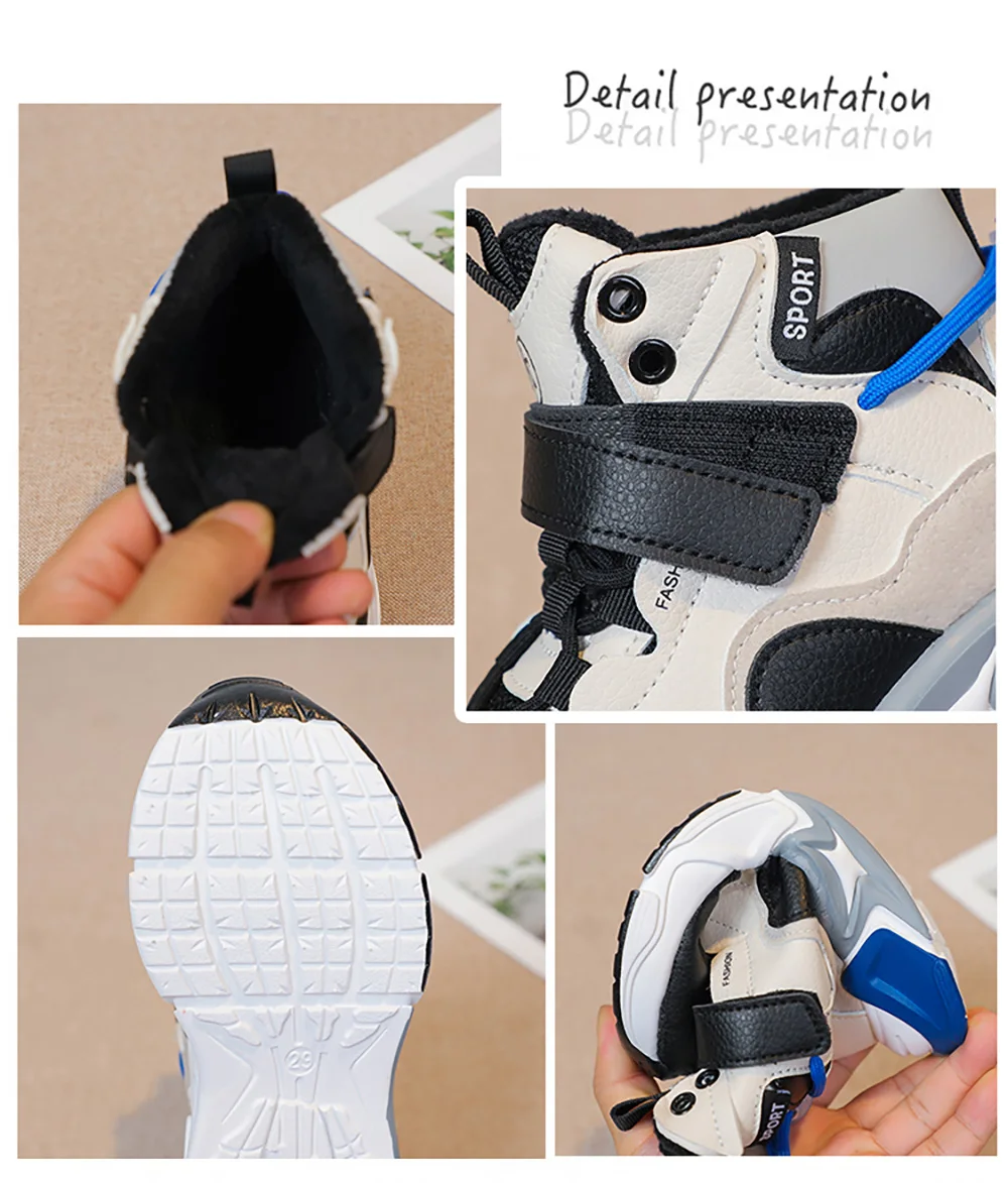 أحذية رياضية شتوية للأطفال أحذية قطنية دافئة قطيفة للأطفال أحذية شتوية سميكة من الفرو الصناعي للأولاد والبنات