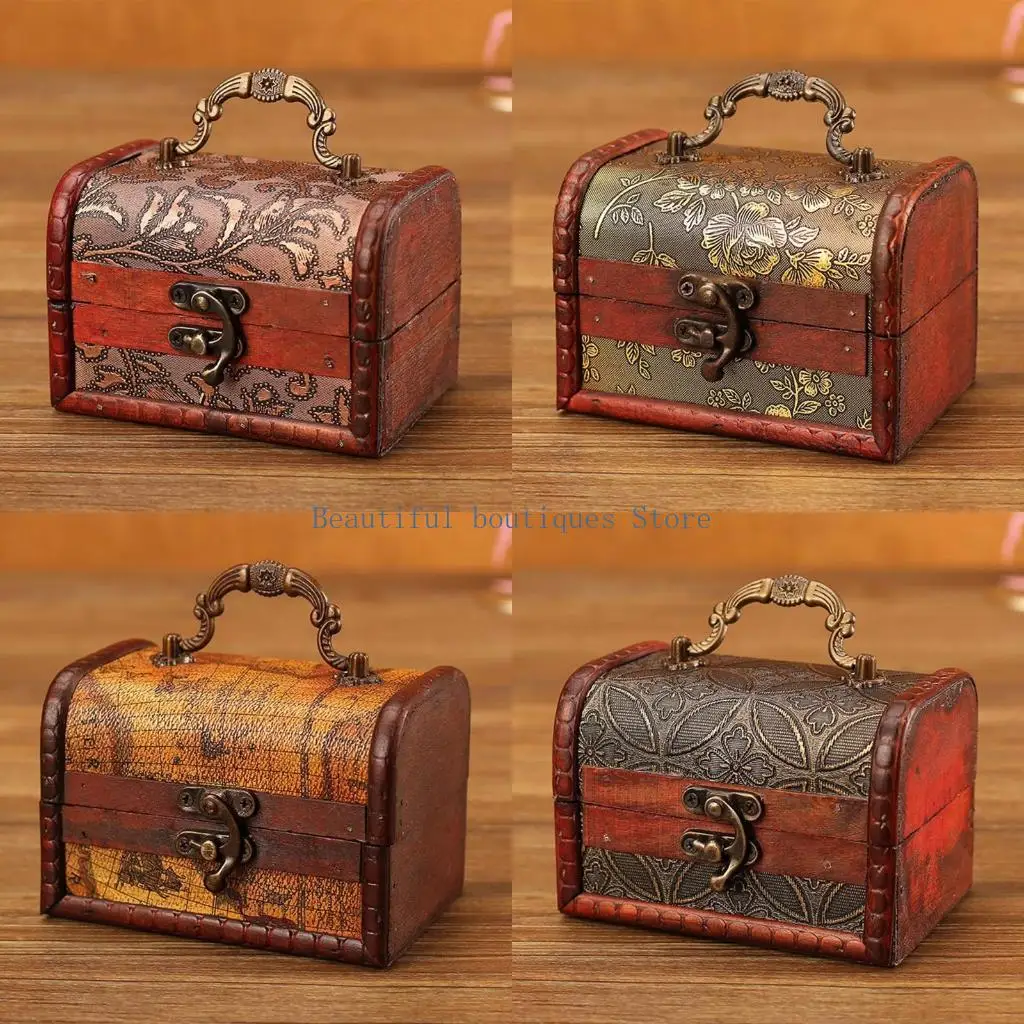 

U4LF Large Vintage Metal Lock Trinket Jewelry Storage Box Handmade Gift