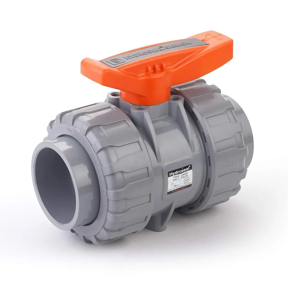 3” CPVC True Union Ball Valve Socket with Full Port, ASTM F1970, EPDM O-Rings and Reversible PTFE Seats (3'')