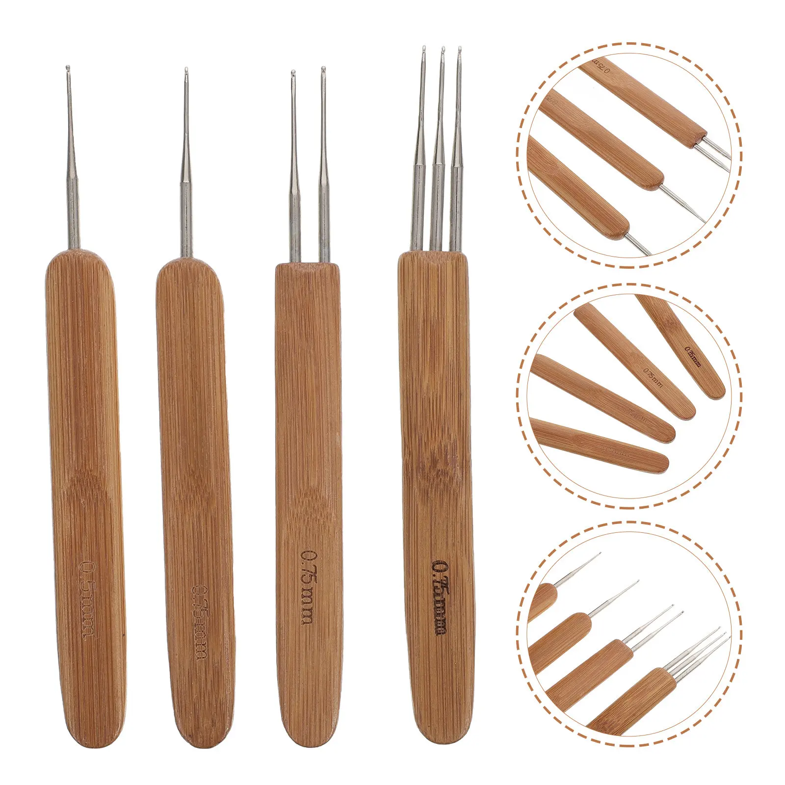 Dreadlock Crochet Hooks 4 Piece Ergonomic Grip Hair Braiding Needles Durable Fade Resistant Knitting Tools