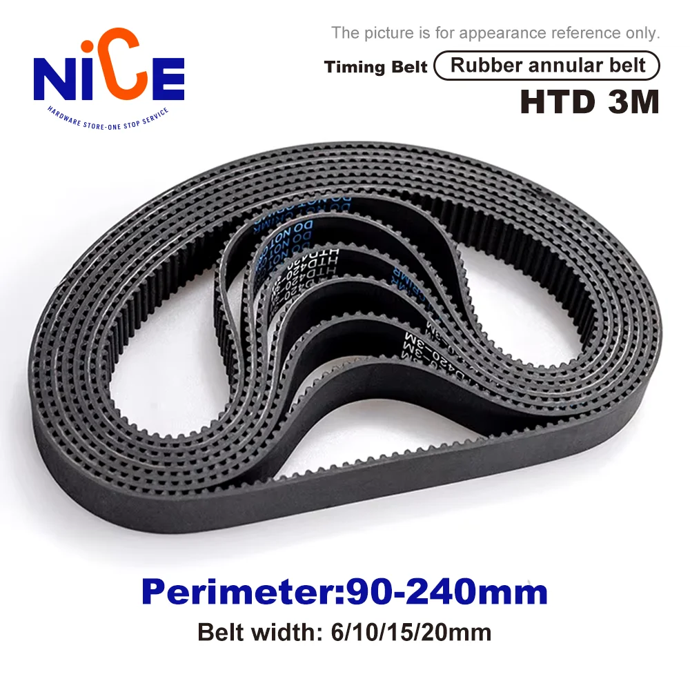 HTD 3M High-Quality Rubber Timing Belt Perimeter 90/99/102/108mm-231/234/237/240mm Width 6/10/15/20mm