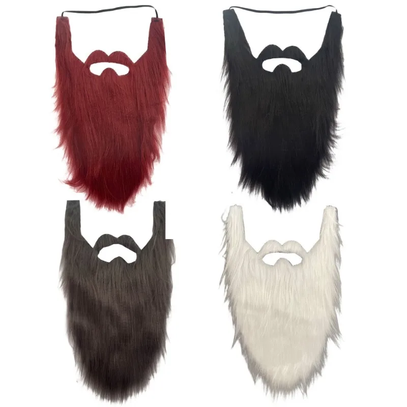 

1pcs Fake Santa Beard Mustache Long Plush Fabric Sideburns for Holiday Party Dance Performance Role Playing Props Photo Props