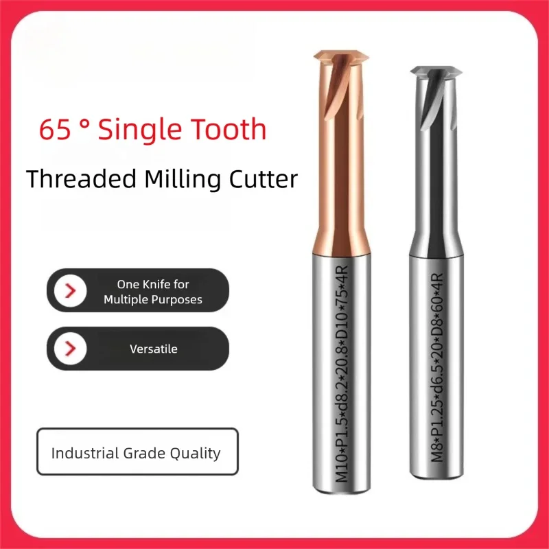 

TG High Precision 65 ° Фреза с твердосплавной резьбой с одной канавкой, концевая фреза с ЧПУ с покрытием для прецизионных инструментов для нарезания резьбы