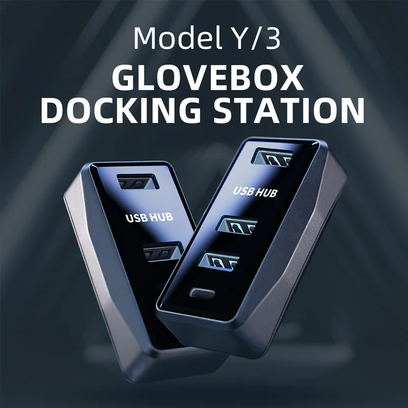 Glovebox USB Hub For Tesla Model 3/Y 2021-2023 Digital Display Splitter Docking Station Data Tansmission For Model 3 Highland ﻿