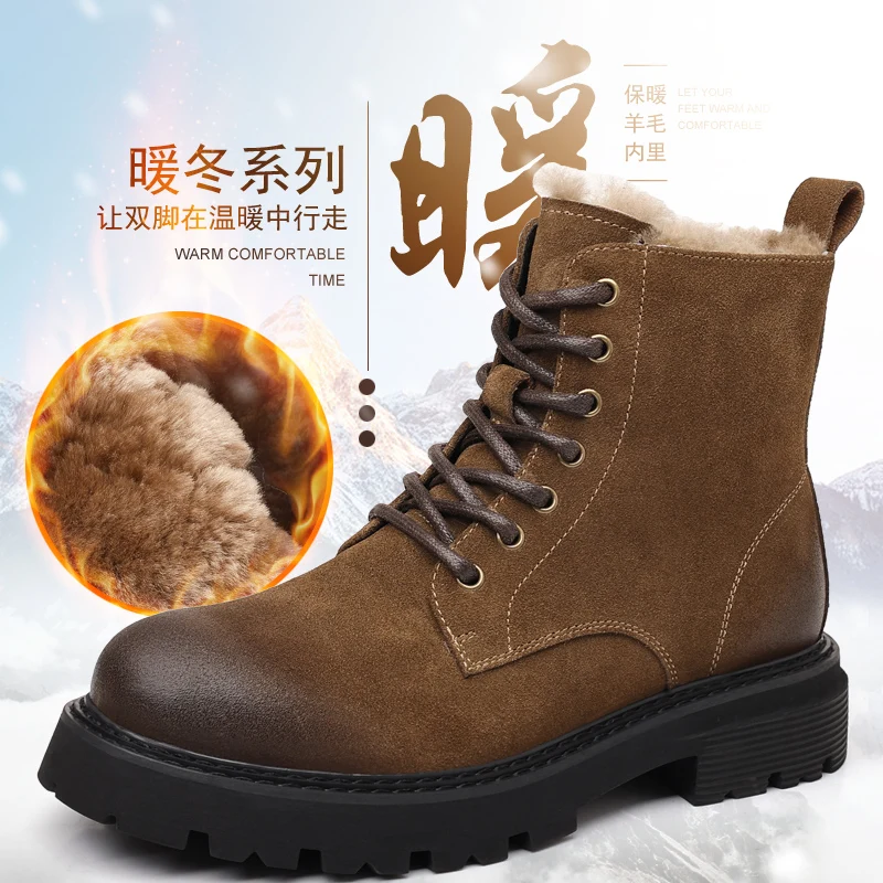 Men's Boots 2025 New Winter Mart Boots Men's Shoes Waterproof Non-Slip Sneakers Rhubarb boots, genuine leather workwear boots