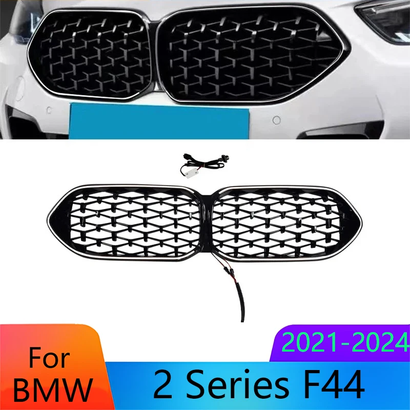 

Светодиодная светящаяся решетка для BMW 2 серии F44 2021-2024, черная передняя решетка для почек со светодиодной подсветкой, простая установка, автоматический Стайлинг