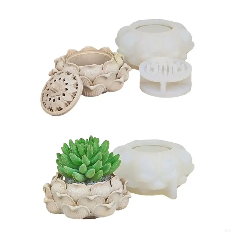 

H0XC Versatile Silicone Mold Reusable Tray Molds Silicone Censer Molds Perfect for Crafting Concrete Cups