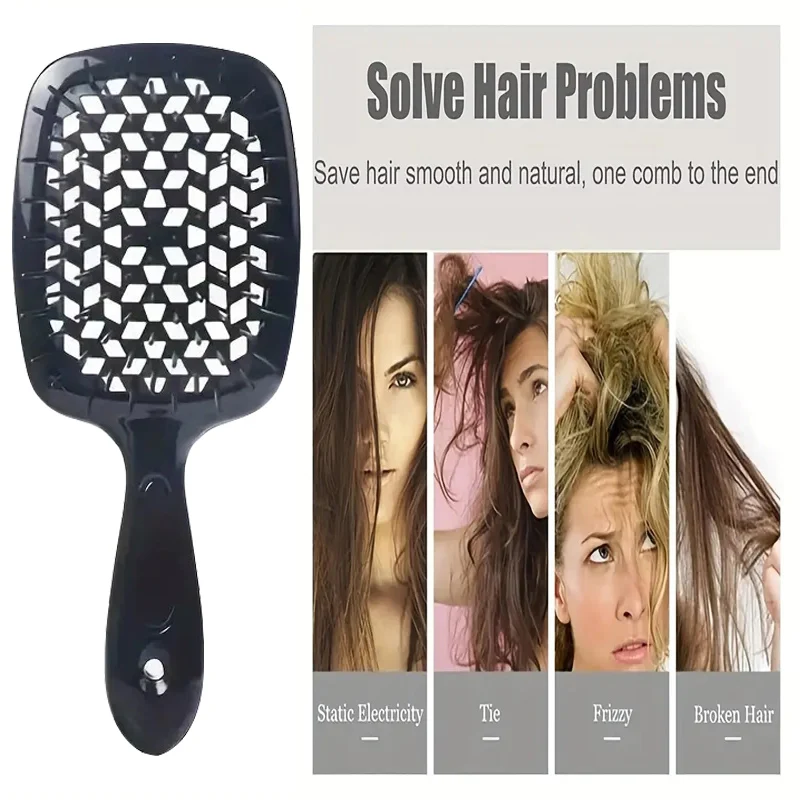 Brosses à coussin d'air pour cheveux bouclés, peigne de massage à LED plus riche, support évidé antistatique, outils de coiffure pour salon