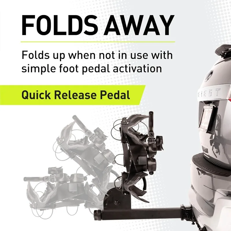 Bike Hitch Rack Rack Fits Fat Tire Mountain Bike Standard Bicycles  65lbs Per Bike Tilt Down/Fold Up Platform  Locking Tow Mount