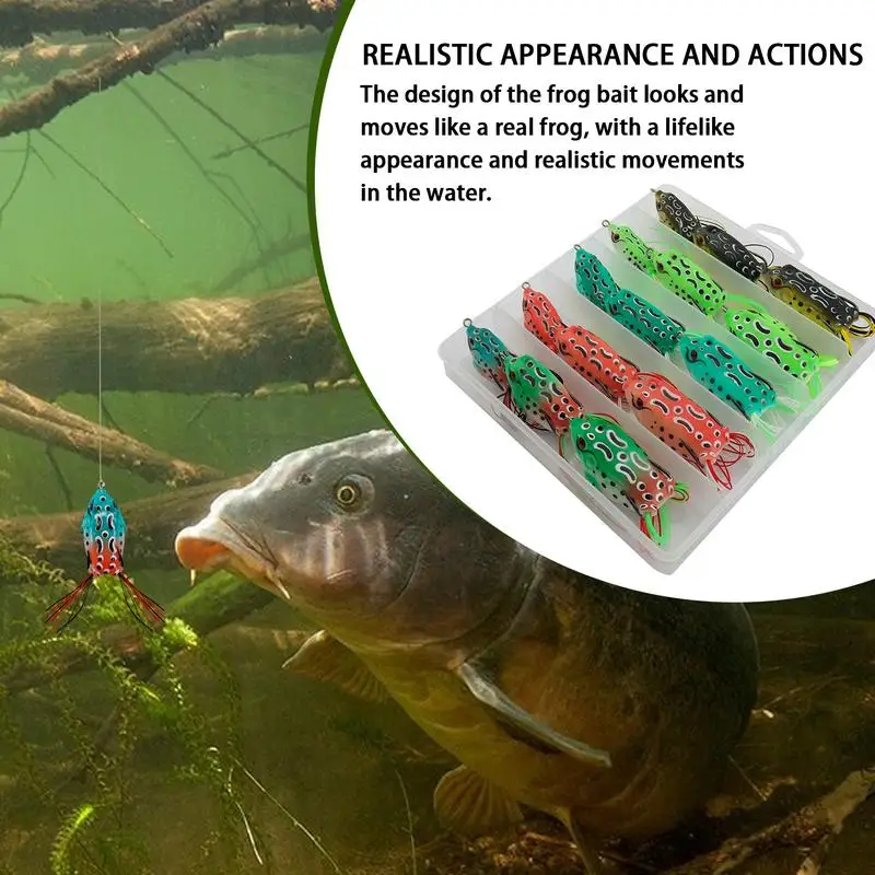 

Frog Baits Fishing Lures 15 PCS Trout Fishing Lures Kit Set Lifelike Action In Case Weedless Hooks Soft Baits For Bass Snakehead