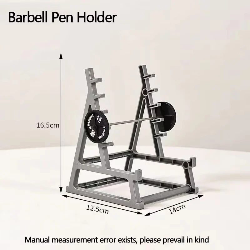 Squat Rack Pen Holder Mini Barbell Desk Organizer with Weight Plates Fitness Themed Pencil Holder for Home Office Desk Organizer