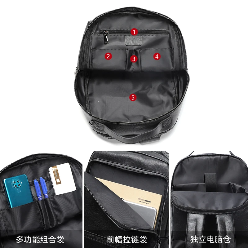 15.6 inch Laptop Backpack Men Genuine Leather Travel Bag Large Shoolbag For Boys Vegetable Tanned Leather Male Bag Mochila