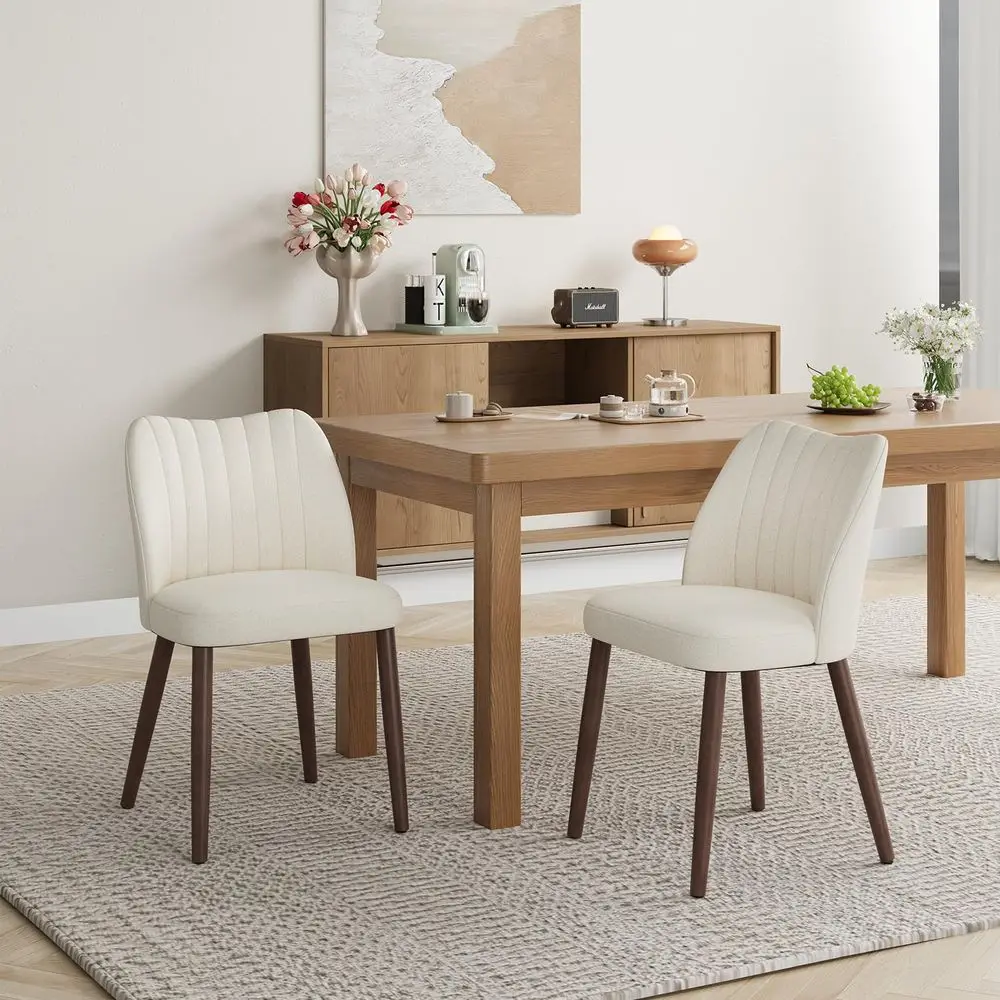 

Dining Chairs Set of 2, Farmhouse Fabric Kitchen Chairs with Solid Wood Legs, Modern Dining Room Chairs for Restaurant amp Cafe