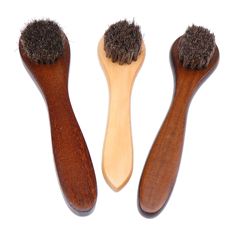 Brosse à Chaussures Durable avec Manche en Bois, Poils de Cheval, 1 Pièce