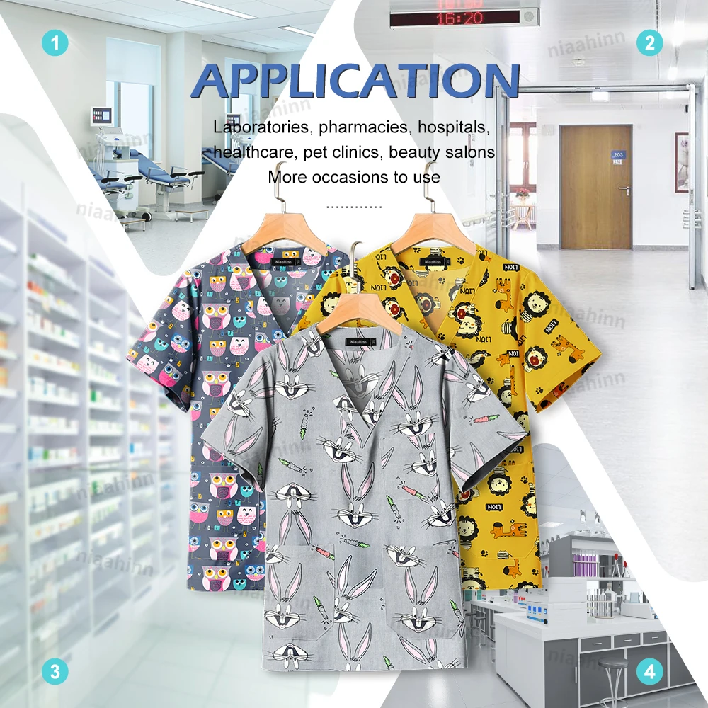 Uniforme en coton imprimé de haute qualité pour médecin, accessoires d'hôpital, clinique, pédiatrique