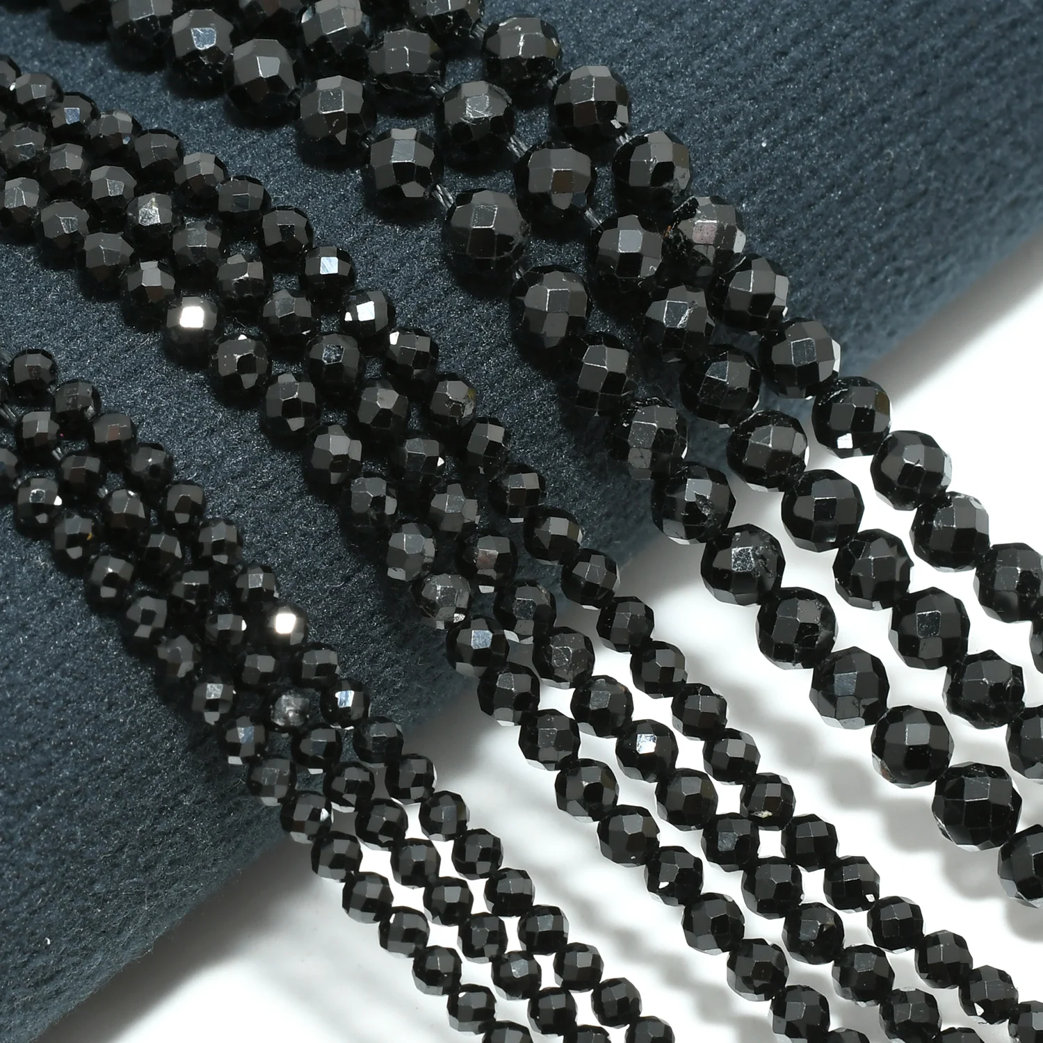 Natural Black Tourmaline Faceted Loose Round Beads 2mm,3mm,4mm