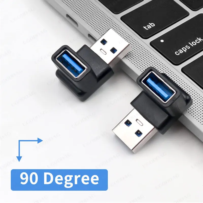 90 Degree USB 3.0 Adapter 10Gbps Extender Male to Female USB 3.1 Type A to Type A Cable Converter for Hard Drive Keyboard Laptop