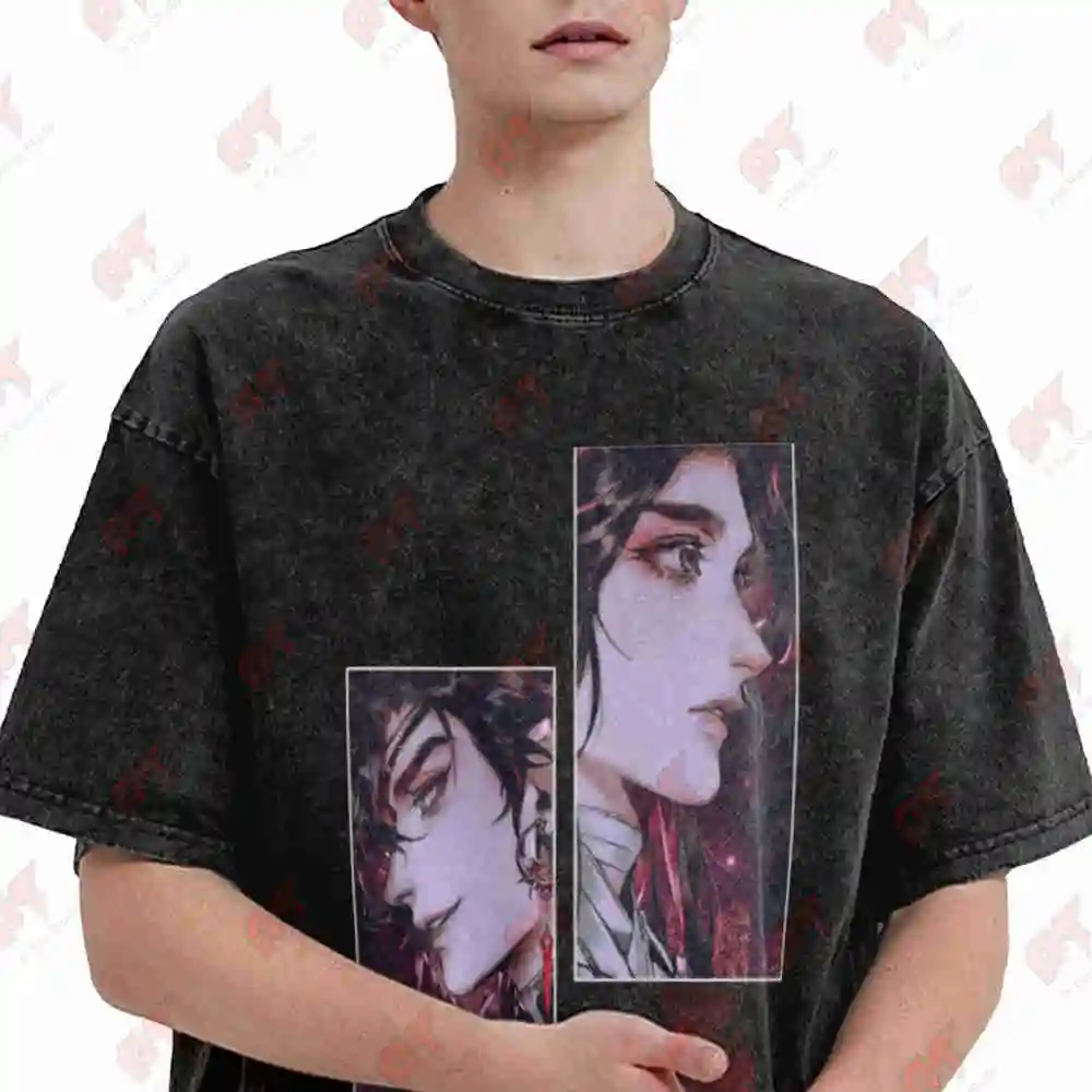 Anime Heaven Blessing Characters Vintage Washed Tee Pure Cotton T-Shirt