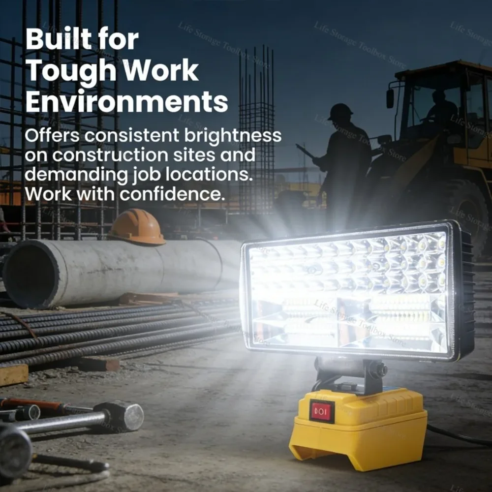 90W LED-Flutlicht-Arbeitsleuchte für DEWALT 18V 20V Akku, kabellose Großflächenlampe für Garage, Werkstatt, Baustelle, Wartungs- und Reparaturarbeiten – Detail 9