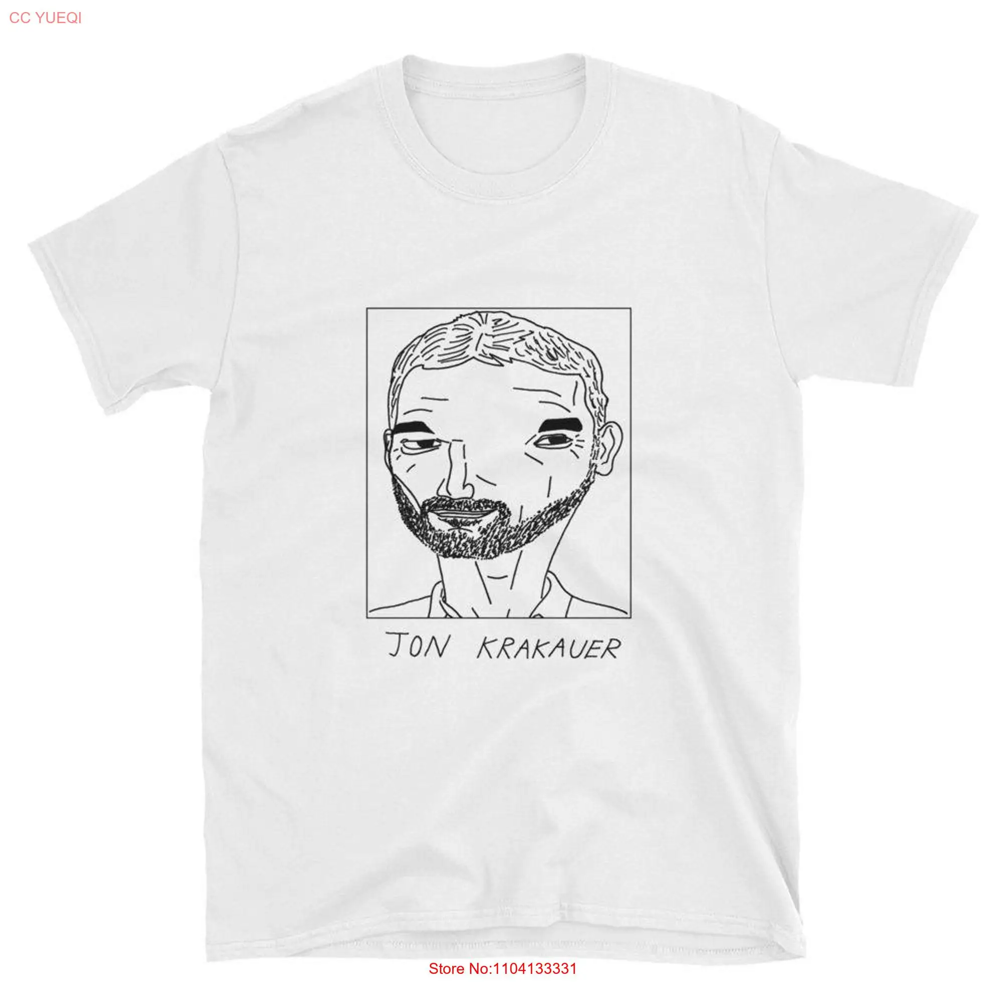 Badly Drawn Authors John Krakauer T Shirt FREE Worldwide Delivery long or short sleeves