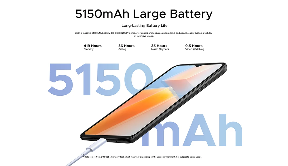 DOOGEE N55 Pro Smartphone, Android 14, 16GB (6+10 RAM) + 256GB ROM, 6.56" HD+ 90Hz Display, 13MP Camera,3.5mm Earphone Jack