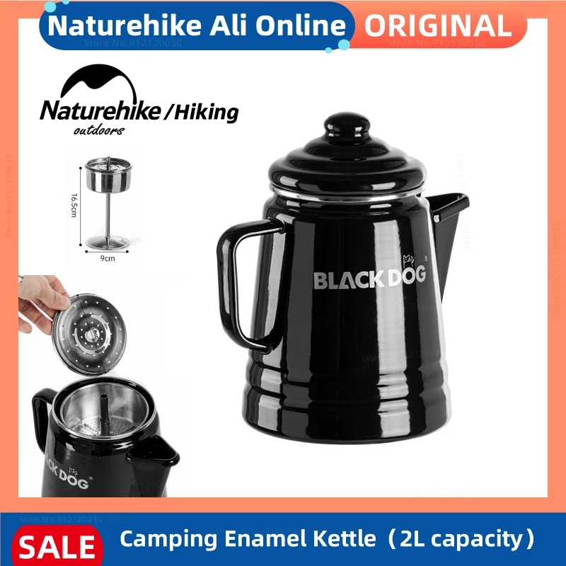 Naturehike-Blackdog 캠핑 휴대용 보온 주전자 야외 스텐 2L 대용량 주전자 자연 하이킹 커피 주전자 찻주전자 