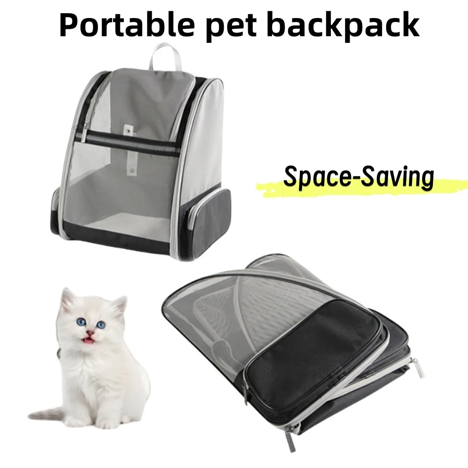 

Портативный складной рюкзак для кошек — дышащая переноска для маленьких собак и кошек, легкий дорожный рюкзак для использования на открытом воздухе
