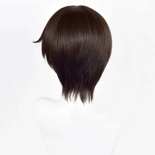 Imagen 2 del producto Peluca de Cosplay de Anime Ikari Shinji para mujer, peluca corta de 30cm de color marrón oscuro, pelucas de Cosplay de Anime, pelucas sintéticas resistentes al calor