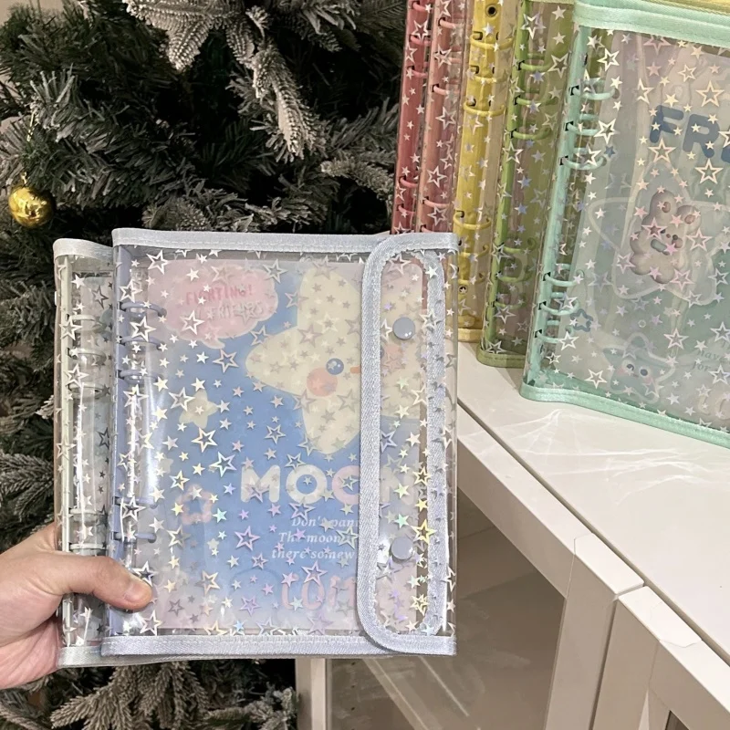 A5 Sparkling Blinging Double Buckle Loose-leaf Photocard Binder Cover Kpop Idol Card Photo Album Storage Cover School Stationery