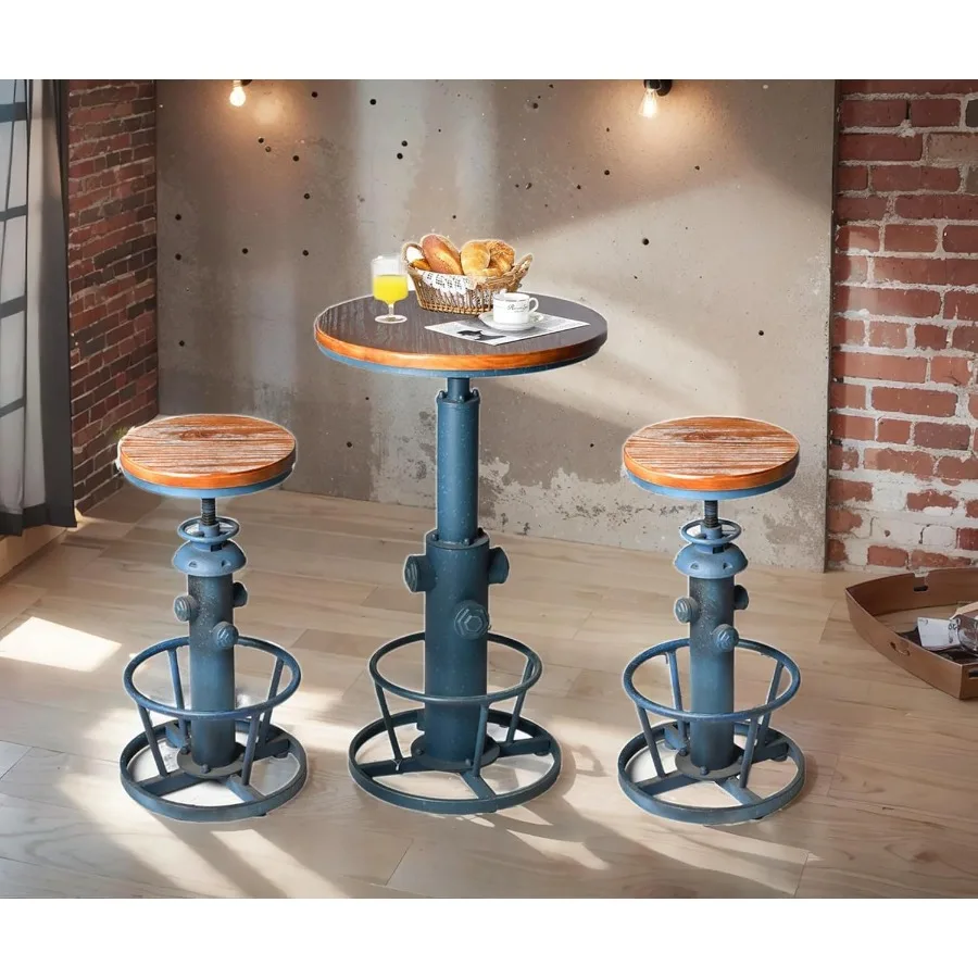 Aged Steampunk Deco Industrial Round Bottom Adjustable Height Cafe Coffee Retro Vintage Fire Hydrant Design Pub Kitchen Counter