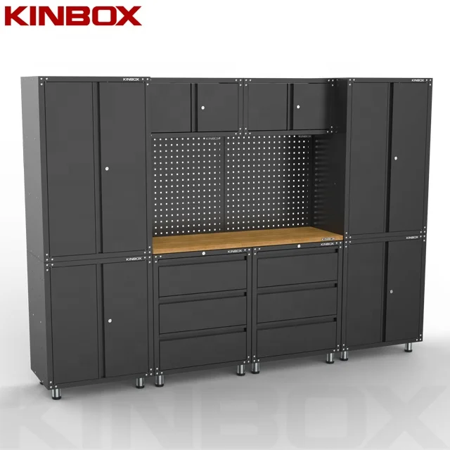 Kinbox 11 Pieces Modular Garage Cabinet Hardware Work Table for Tool Storage