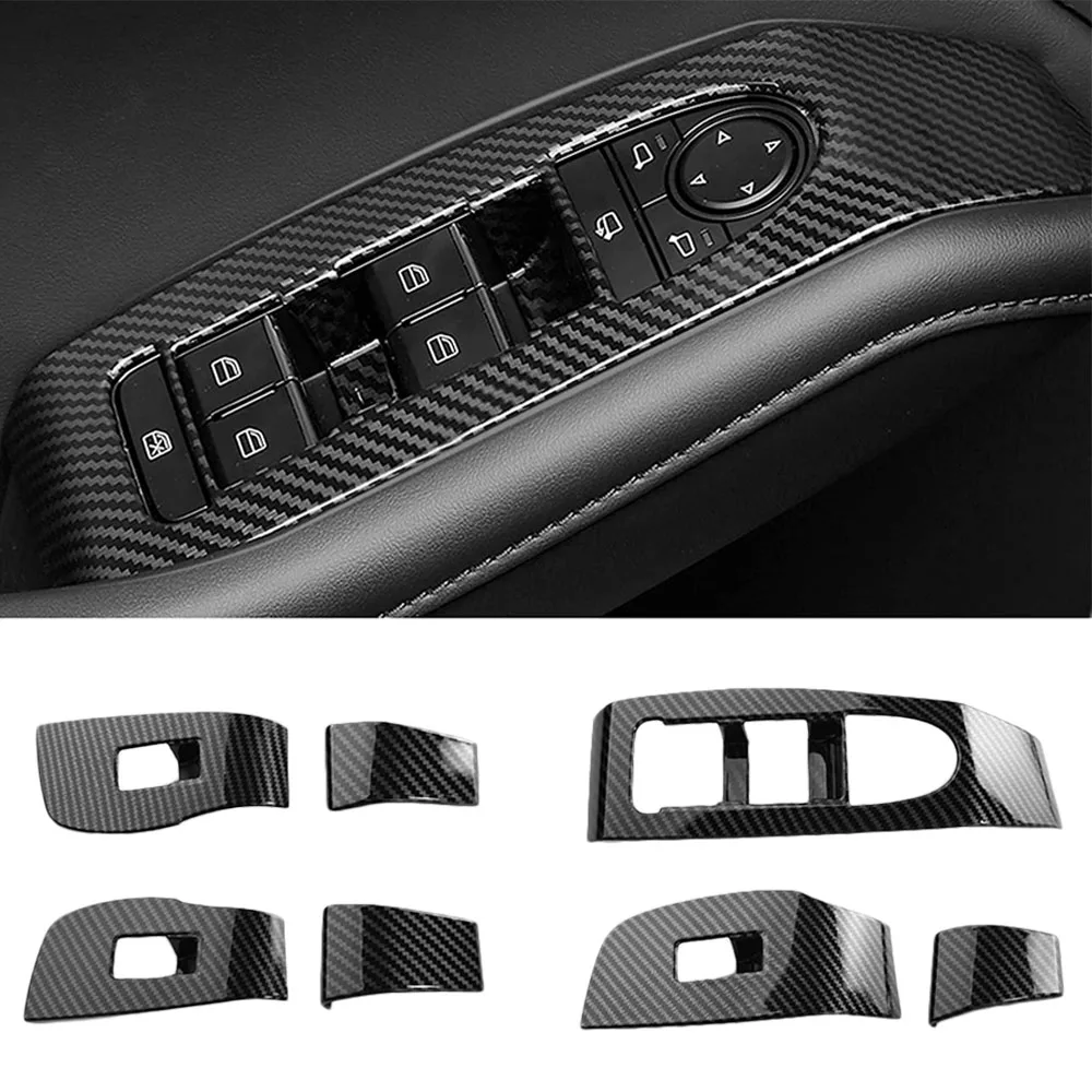 ABS Car Interior Door Armrest Panel Window Switch Lift Buttons Cover Trim for Mazda 3 Sedan Hatchback, CX-30 2020-2023