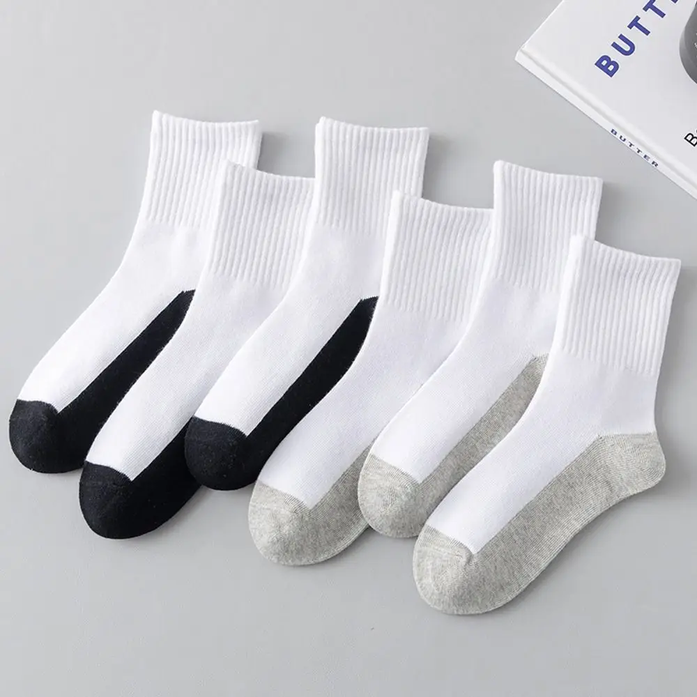 Cotton Soft White Student Socks Grey Black Sole Anti-dirt Breathable Absorbing Sweat Sport Socks Boys Girls Hosiery