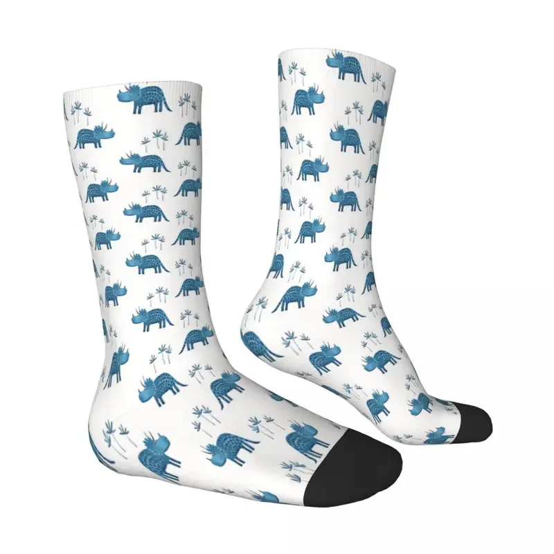 Triceratops-calcetines de dinosaurio para hombre y mujer, medias de poliéster, otoño