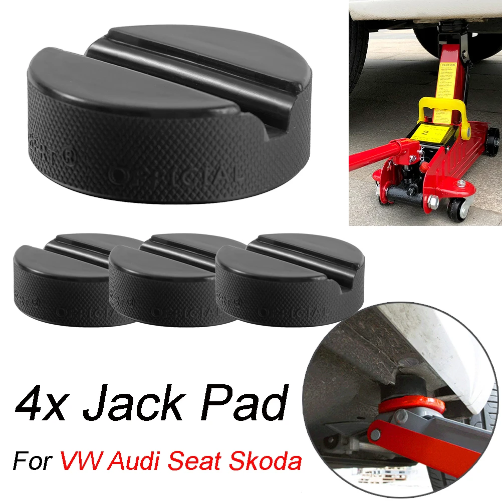 

4Pcs Car Floor Slotted Rubber Jack Pad Frame Protector Adapter Jacking Pinch Weld Side Lifting Disk Guard For VW Audi Seat Skoda