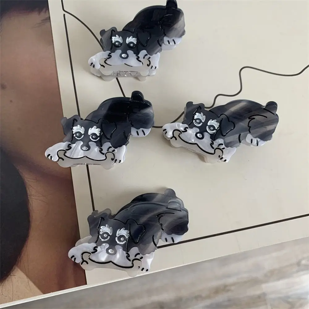 Acetate Hair Claws Cute Schnauzer Dog Hair Clips Chew Bone Animals Barrettes for Women Children