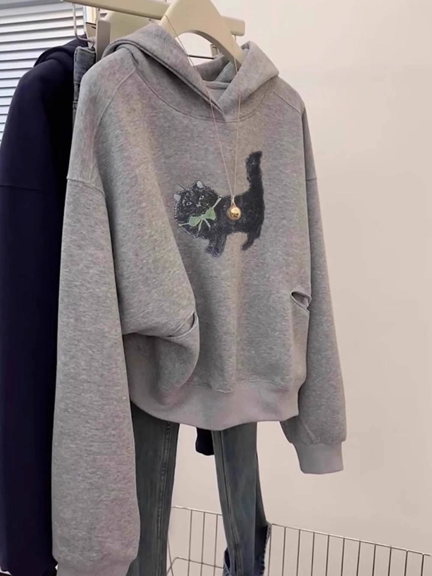 

Удобная свободная женская толстовка с длинными рукавами, модная зимняя одежда, европейский высококачественный бренд, новинка, повседневный свитшот