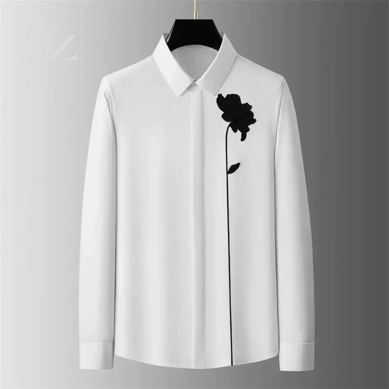 Men's Long-Sleeve Button-Down Collar Shirt, 3D High-Definition Printed Pattern, Fashion Design, Outdoor Leisure Style, XS-6