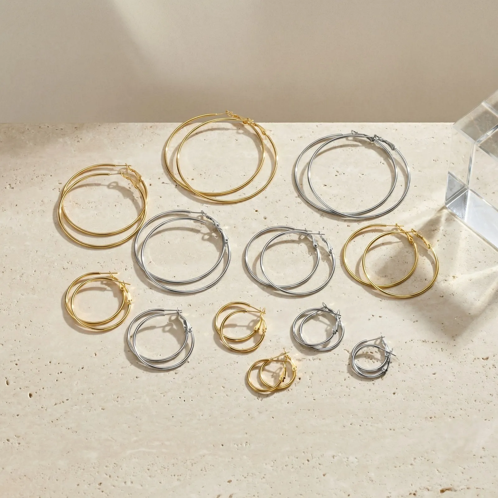 Vnox Classic 18K Gold Plated Round Big Hoop Earrings, Minim…