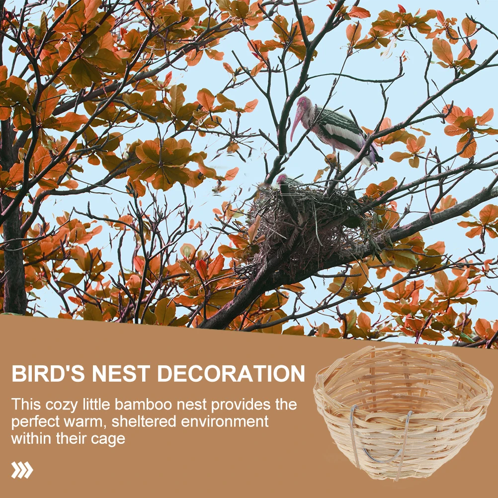 

8pcs Bamboo Woven Bird Nests Handmade Hanging Sturdy Durable For Pet Birds Cozy Nesting Houses Hooks Feeding Accessories