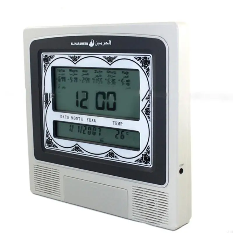 

G8DB Table Prayer Desk Clock Automatic Digital Muslim Tabletop Clock Alarm Azan Time Prayer Temp Display LED Light Calendar