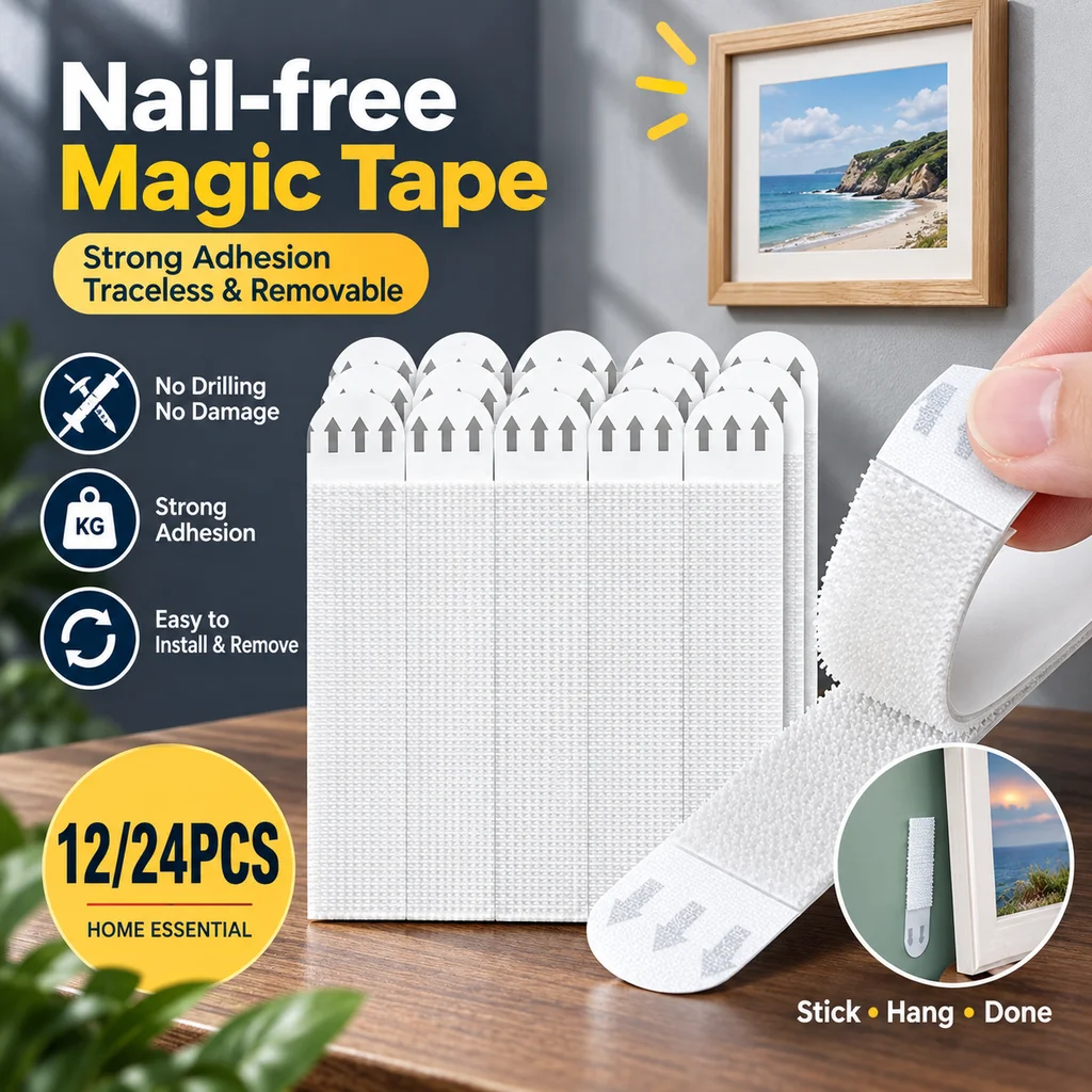 Picture Hanging Strip - 12개/24개 세트, 양면 사진 걸이 스트립,
