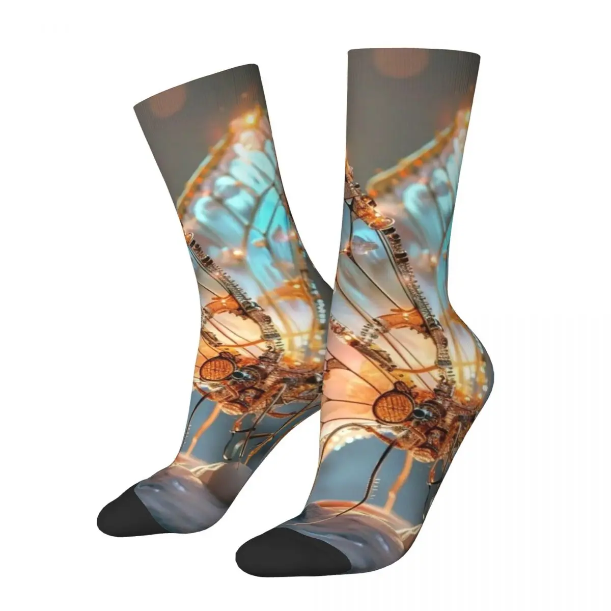 Delicate, Intricate Butterfly With Technological, Sparkling, And Beautiful Features Sock Printed Man Polyester